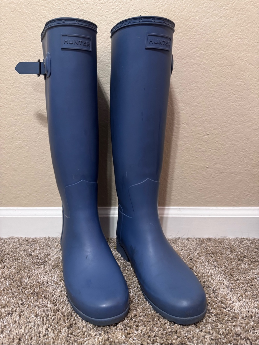 Hunter Women's blue Tall Original matte Rain Boots